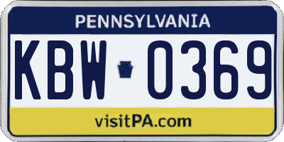 PA license plate KBW0369