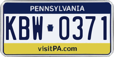 PA license plate KBW0371