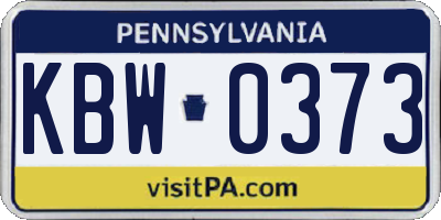 PA license plate KBW0373