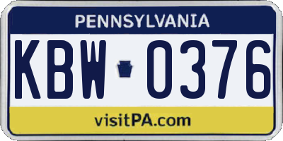 PA license plate KBW0376