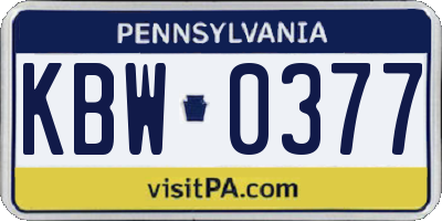 PA license plate KBW0377