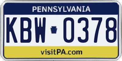PA license plate KBW0378