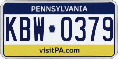 PA license plate KBW0379