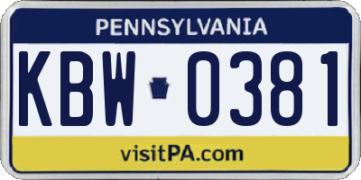 PA license plate KBW0381