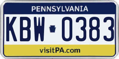 PA license plate KBW0383