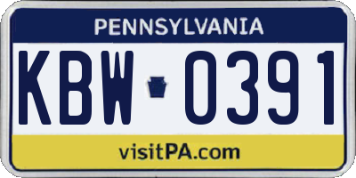 PA license plate KBW0391