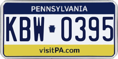 PA license plate KBW0395