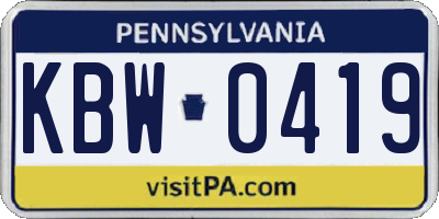 PA license plate KBW0419