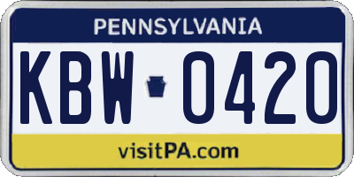 PA license plate KBW0420