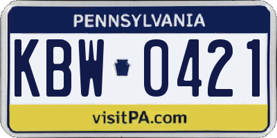 PA license plate KBW0421