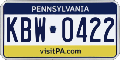 PA license plate KBW0422