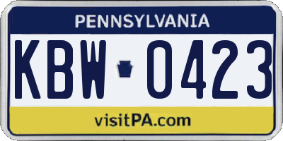 PA license plate KBW0423