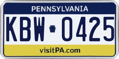 PA license plate KBW0425