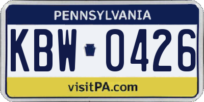 PA license plate KBW0426