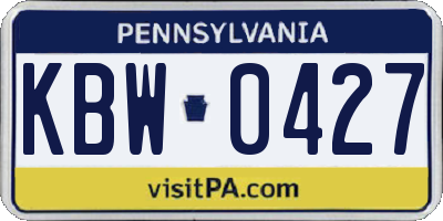 PA license plate KBW0427
