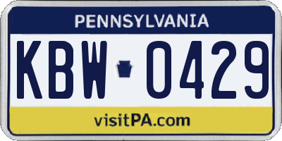 PA license plate KBW0429