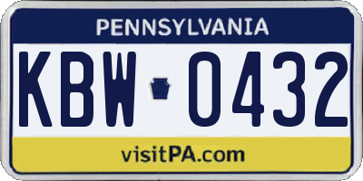 PA license plate KBW0432
