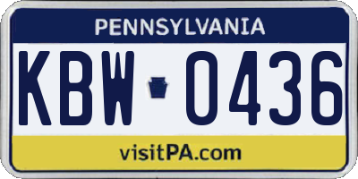 PA license plate KBW0436
