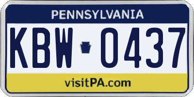 PA license plate KBW0437