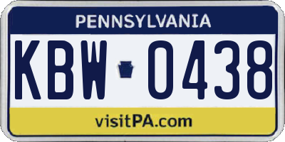 PA license plate KBW0438