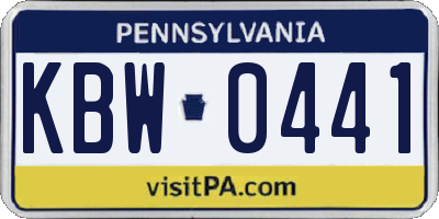PA license plate KBW0441