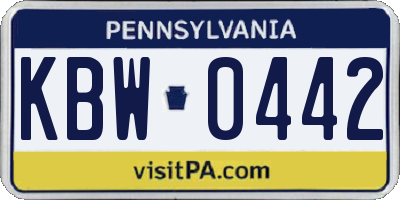 PA license plate KBW0442