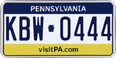 PA license plate KBW0444