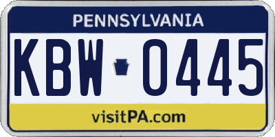 PA license plate KBW0445