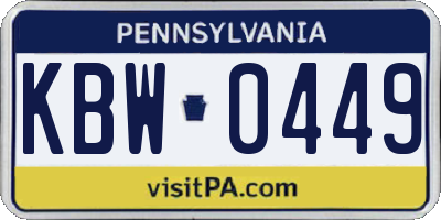 PA license plate KBW0449