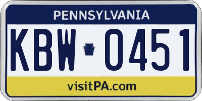 PA license plate KBW0451