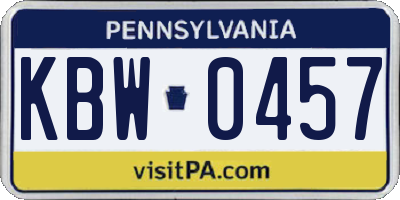 PA license plate KBW0457