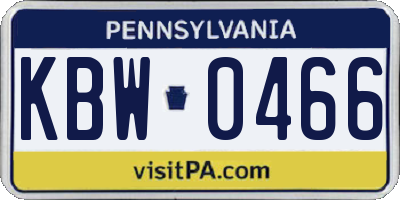 PA license plate KBW0466