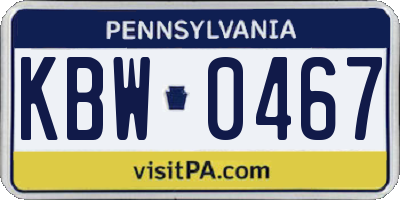 PA license plate KBW0467