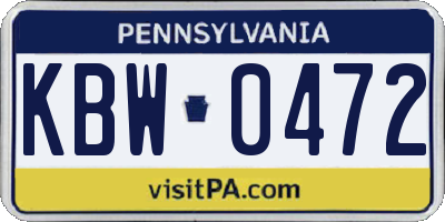 PA license plate KBW0472