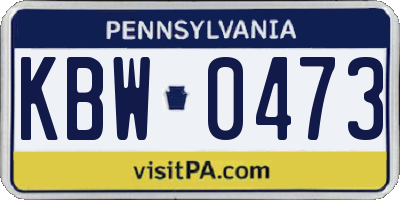 PA license plate KBW0473