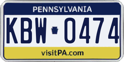 PA license plate KBW0474