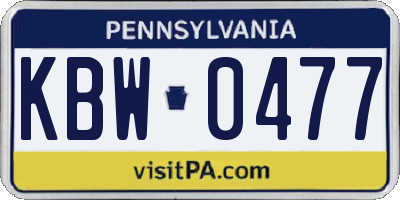 PA license plate KBW0477