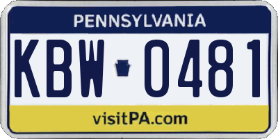 PA license plate KBW0481