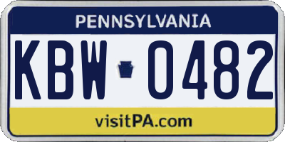 PA license plate KBW0482