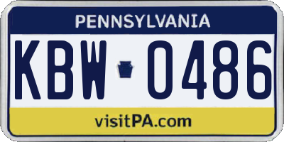 PA license plate KBW0486