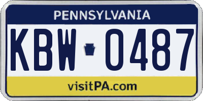 PA license plate KBW0487