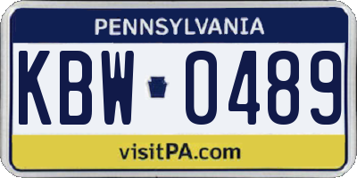 PA license plate KBW0489