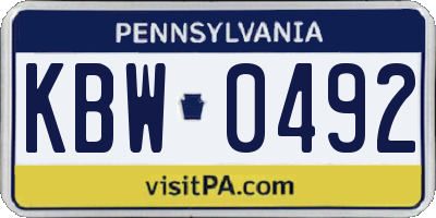 PA license plate KBW0492