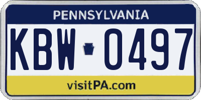 PA license plate KBW0497