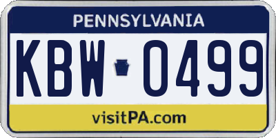 PA license plate KBW0499