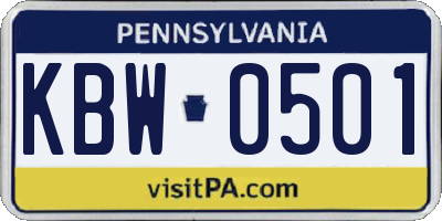 PA license plate KBW0501