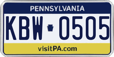 PA license plate KBW0505