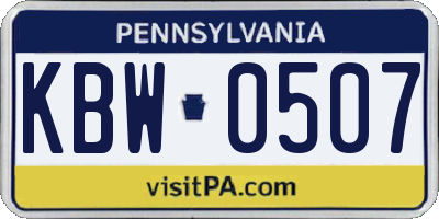 PA license plate KBW0507
