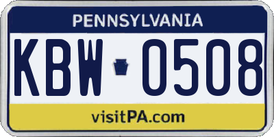 PA license plate KBW0508