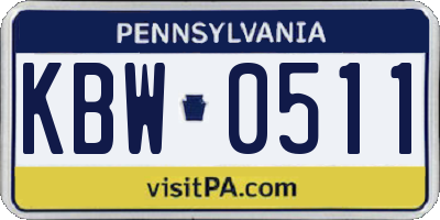 PA license plate KBW0511